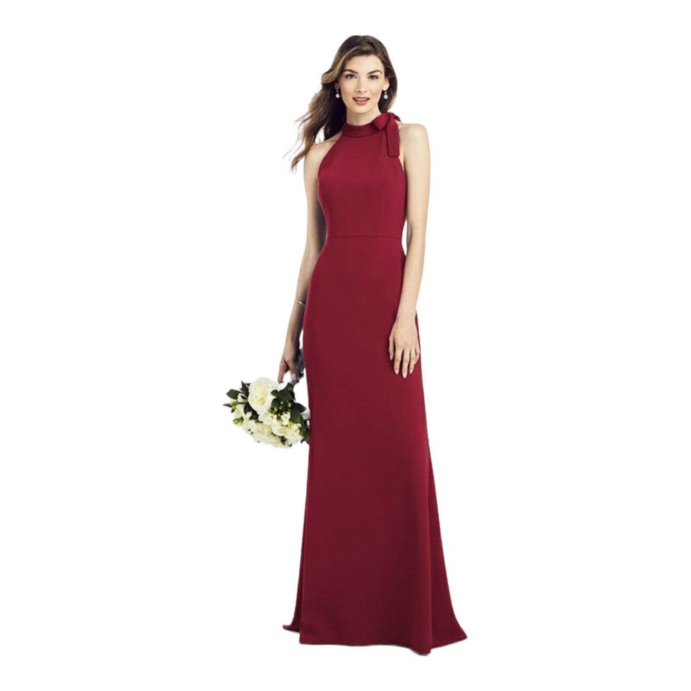 After Six Bow Neck‎ Open Back Trumpet Gown Cabernet 14 New